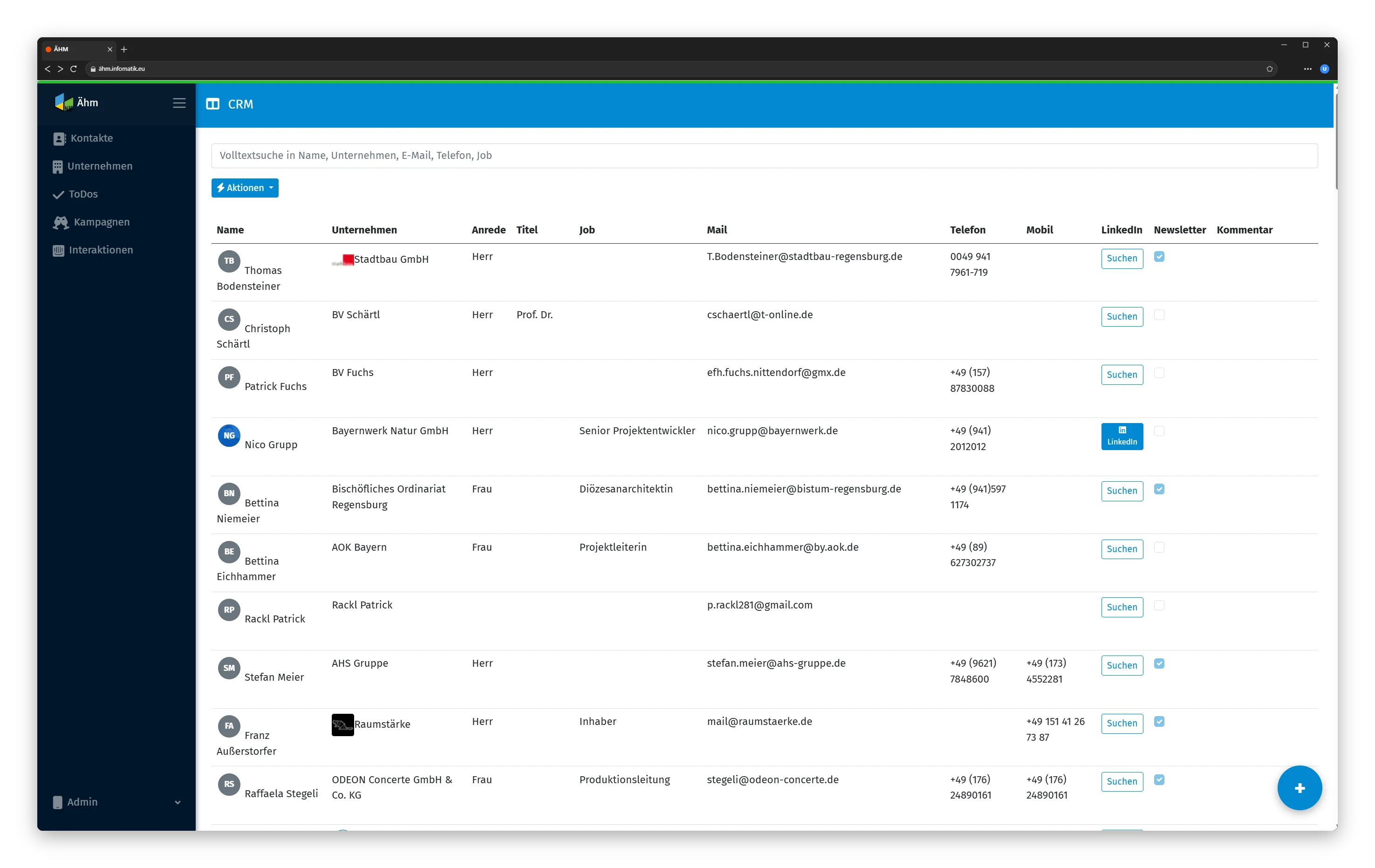 CRM-System im Browser